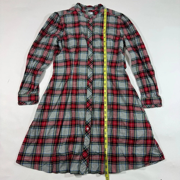 Untuckit Harrison Plaid Shirt Dress Grey Red Holiday Pockets - Picture 9 of 9